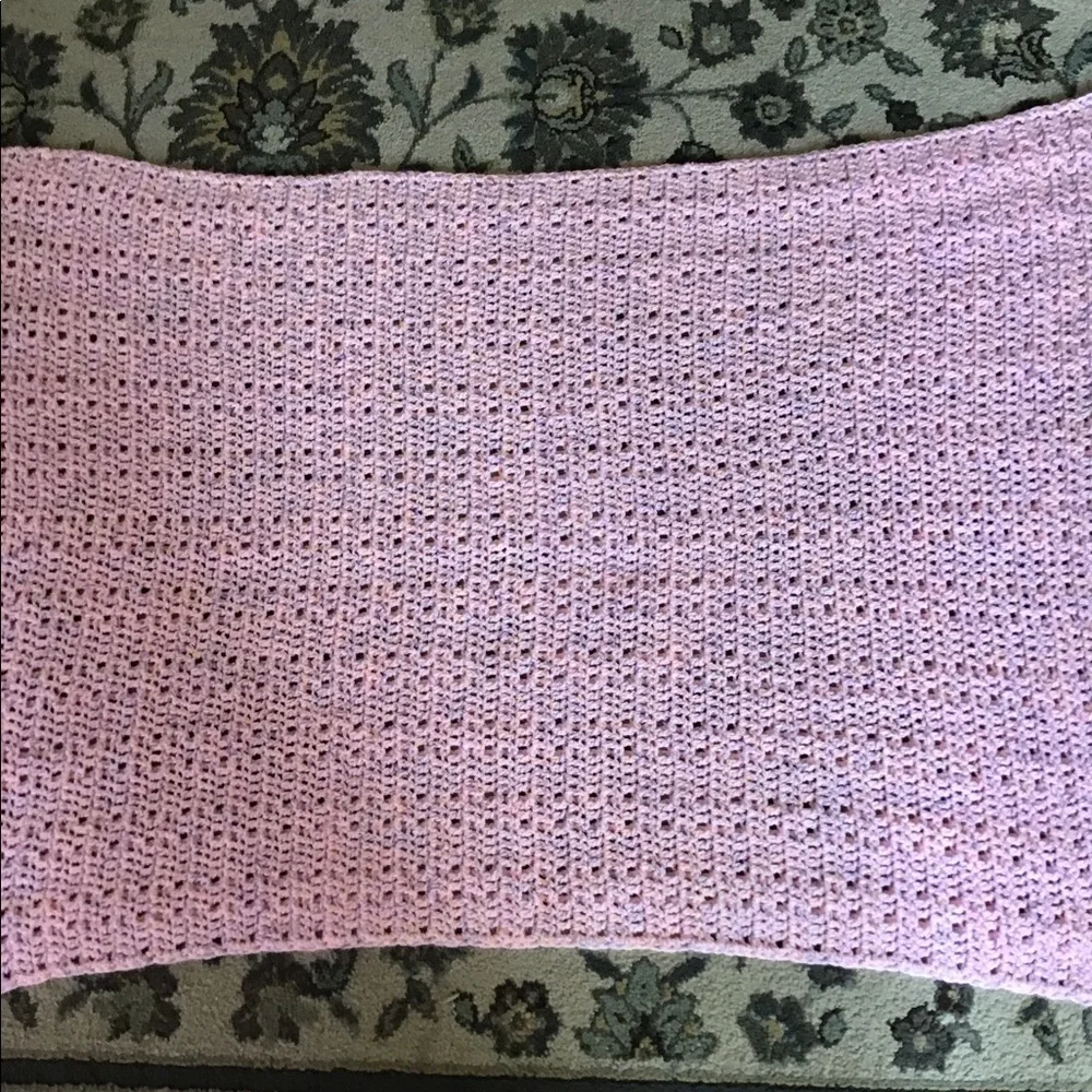Lap Blanket pink purple 44” x 29” hand crocheted purple nice & warm cozy